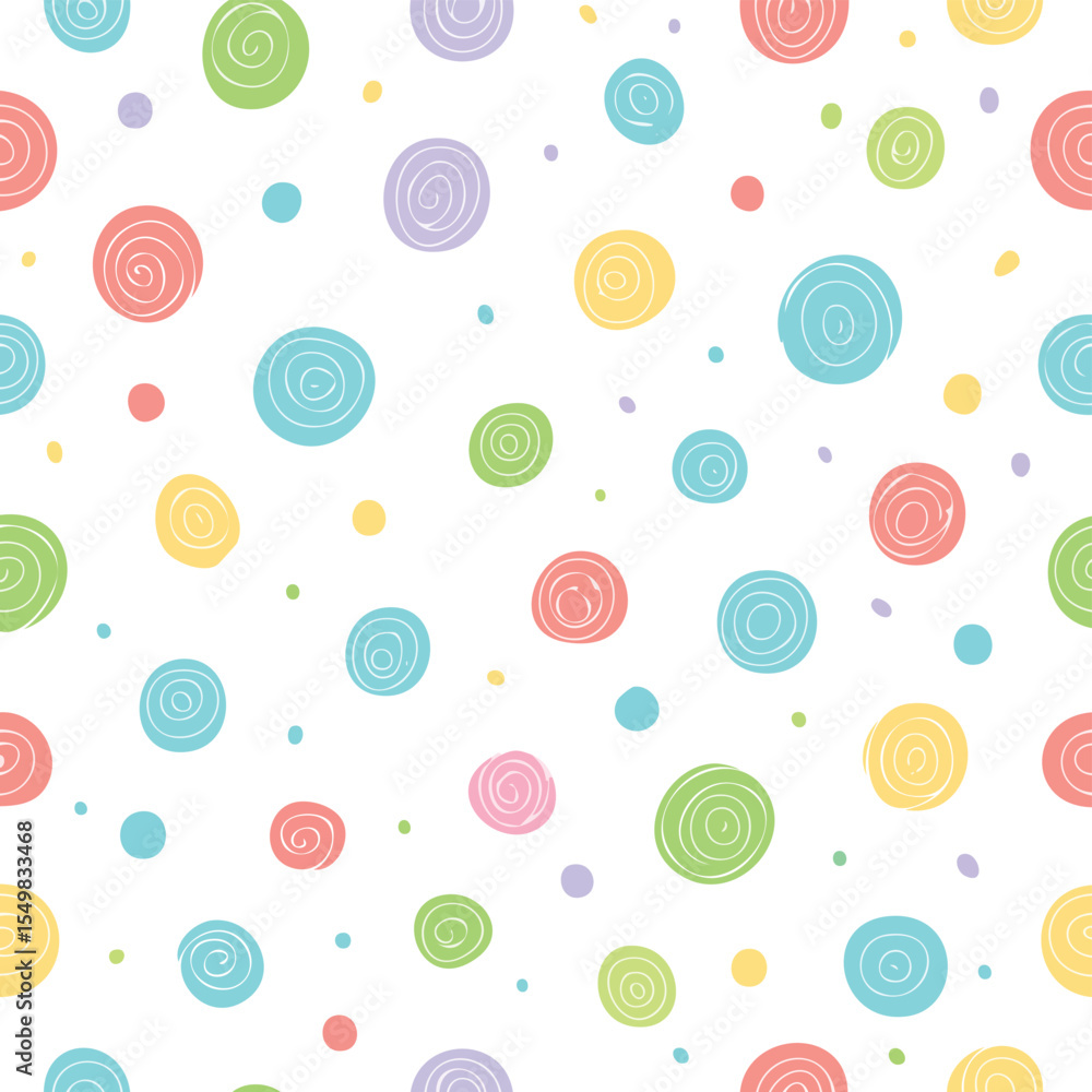 Poster a close up of a colorful polka dot pattern on a white background