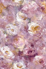 An impressionistic artwork of blossoms with dynamic textures and serene lilac shades creating romantic and ethereal atmosphere evoking emotions