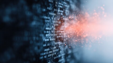 An abstract representation of binary data illuminated with sparkling lights, symbolizing the fusion of technology and creativity in a visually captivating digital landscape.