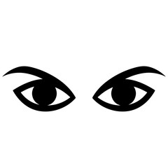 Angry Eyes Illustration, Black and White Vector Graphic Design Element