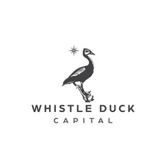 vintage whistling duck and north star logo design