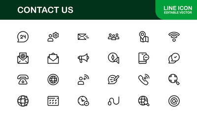 Professional Contact Us Icons Featuring Phone, Email, Message, and Address Graphics in Minimal Vector Style