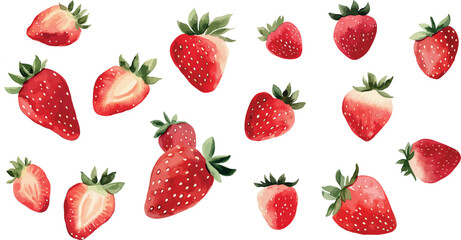 watercolour drawn strawberry