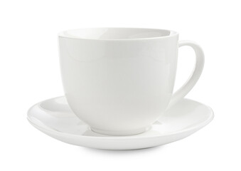 Empty coffee cup with saucer isolated on white