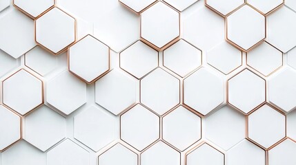 Obraz premium White and rose gold honeycomb pattern.