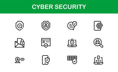 Cybersecurity Modern Line Icon Set. Protect digital assets with our premium collection: network security, data protection, privacy, and online safety essentials.