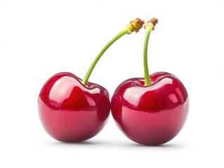 Two fresh red cherries