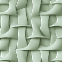 An abstract seamlessly repeating background pattern created from interlaced pale green glossy shapes render.