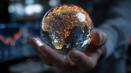 Fototapeta premium Holographic Market Trends with Gold Particles for Financial Analytics 