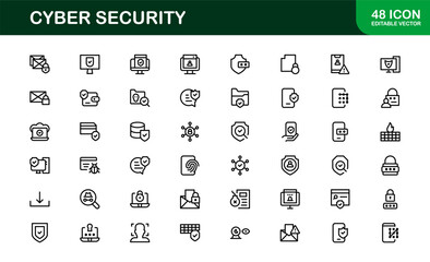 Cybersecurity Modern Line Icon Set. Protect digital assets with our premium collection: network security, data protection, privacy, and online safety essentials.