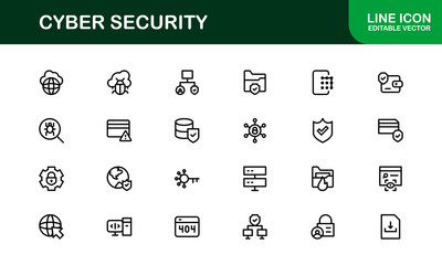 Cybersecurity Modern Line Icon Set. Protect digital assets with our premium collection: network security, data protection, privacy, and online safety essentials.