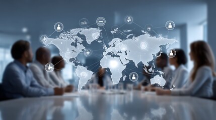 Global business meeting: professionals collaborating across borders connecting world wide