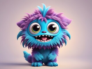 Fototapeta premium Adorable Colorful Monster Character with Large Eyes and Happy Smile