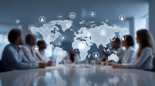 Global business meeting: professionals collaborating across borders connecting world wide