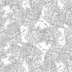 Fototapeta premium White neutral minimal floral bloom motif with linen effect texture for baby nursery seamless background. Modern muted simple soft pattern for wallpaper, home decor, white grey design. 