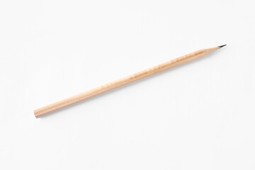 One graphite pencil on white background, top view