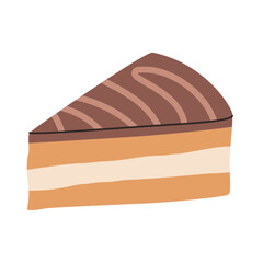 Cartoon chocolate biscuit cake slice.