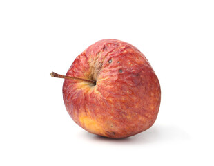 One whole rotten apple isolated on white