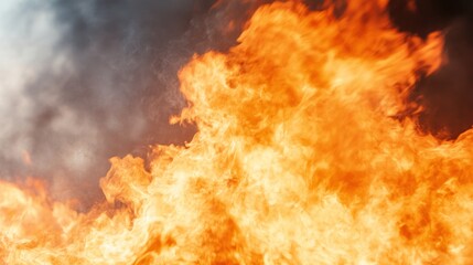 Intense flames dance against a darkened sky, showcasing the raw power and beauty of fire in nature.