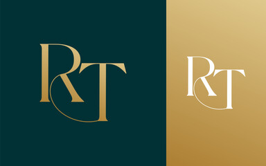 Initial letter RT TR logo design vector illustration for couple, wedding, and business
