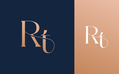 Initial letter RT TR logo design vector illustration for couple, wedding, and business