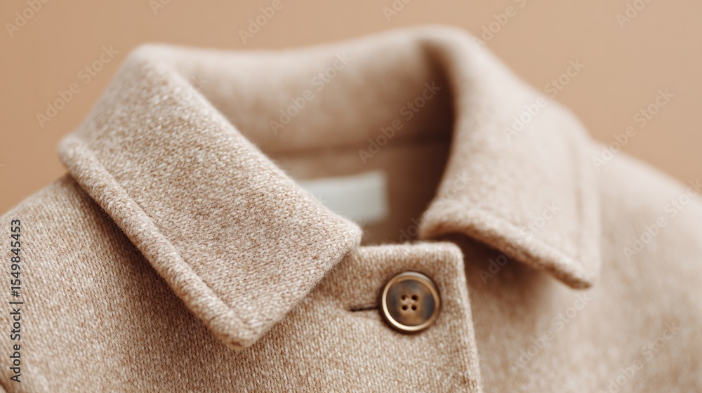 Poster close-up of minimalistic capsule wardrobe piece showcasing texture and fabric with generous copy spa