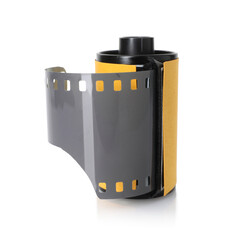 Roll of photographic film isolated on white