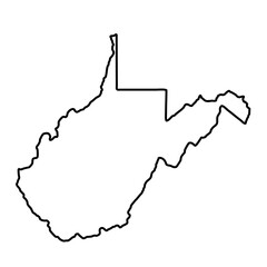 an outline map illustration of West Virginia state borders isolated on white