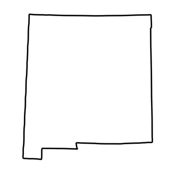 a black outline contour map of New Mexico state isolated on white