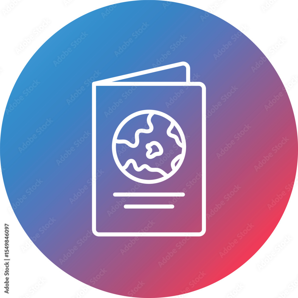 Poster passport line gradient circle background icon