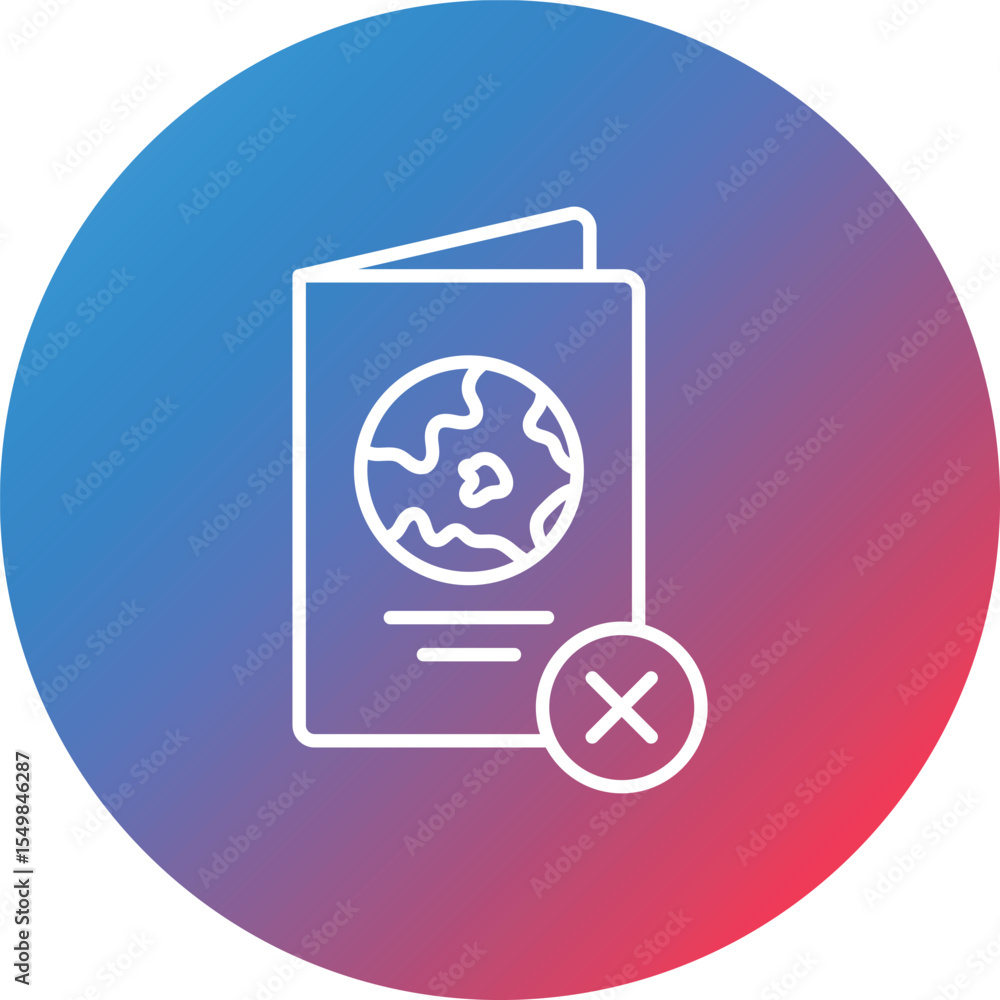 Poster passport rejected line gradient circle background icon