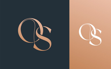 Initial letter OS SO logo design vector illustration for couple, wedding, and business