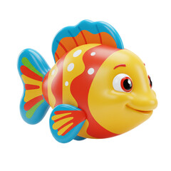 Cartoon Fish 3D Render Isolated on Black Background