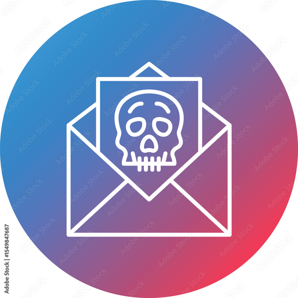 Poster email hacked line gradient circle background icon