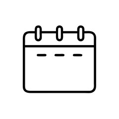 Black Calendar Icon Silhouette on White Background, Minimalist Date Symbol for Scheduling, Planning, and Organizer Apps, Vector Graphic for Web and Mobile UI