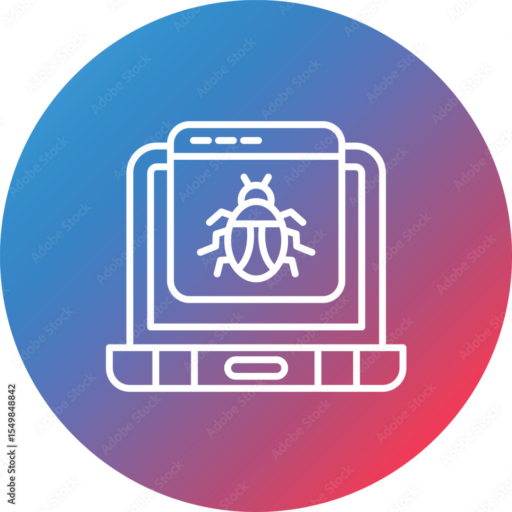 Poster website hacked line gradient circle background icon