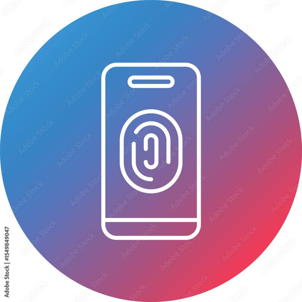 Poster mobile fingerprint line gradient circle background icon