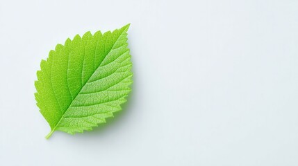 solitary green leaf lying on vast white surface