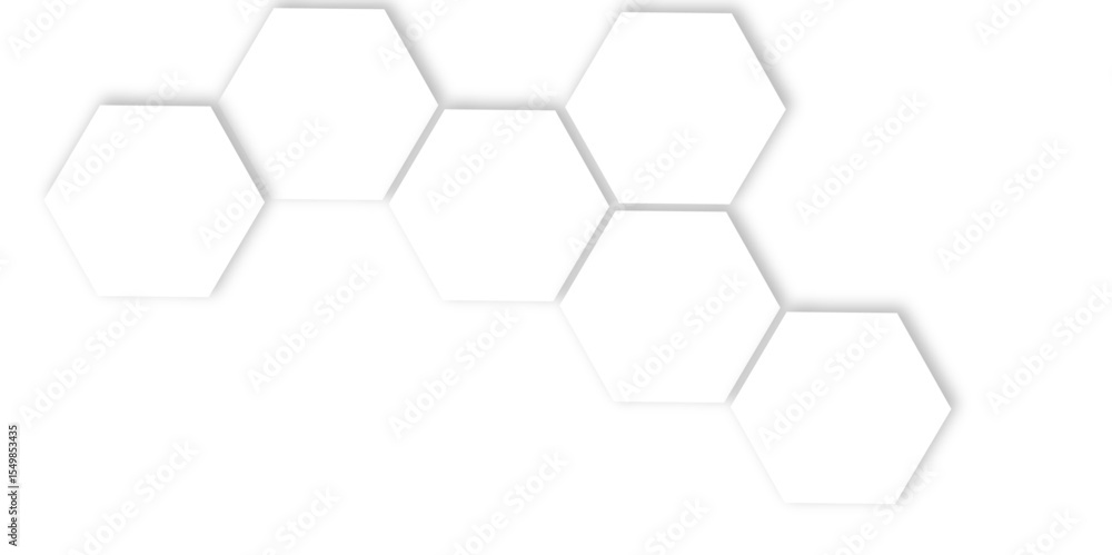 Poster futuristic 3d white light geometric hexagon structure featuring abstract polygonal honeycomb pattern