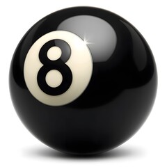Eight Ball Closeup, A Classic Pool Equipment. Its Glossy Surface Reflects Light. The Number Eight Is Centered. A Sleek Design For Billiards Games.