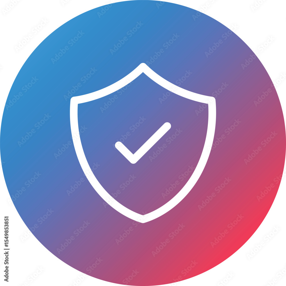 Poster shield done line gradient circle background icon