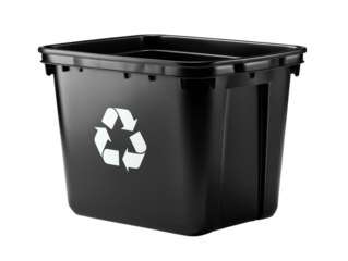 Black Recycling Bin with Recycling Symbol