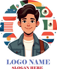 Latin american student vector white background .