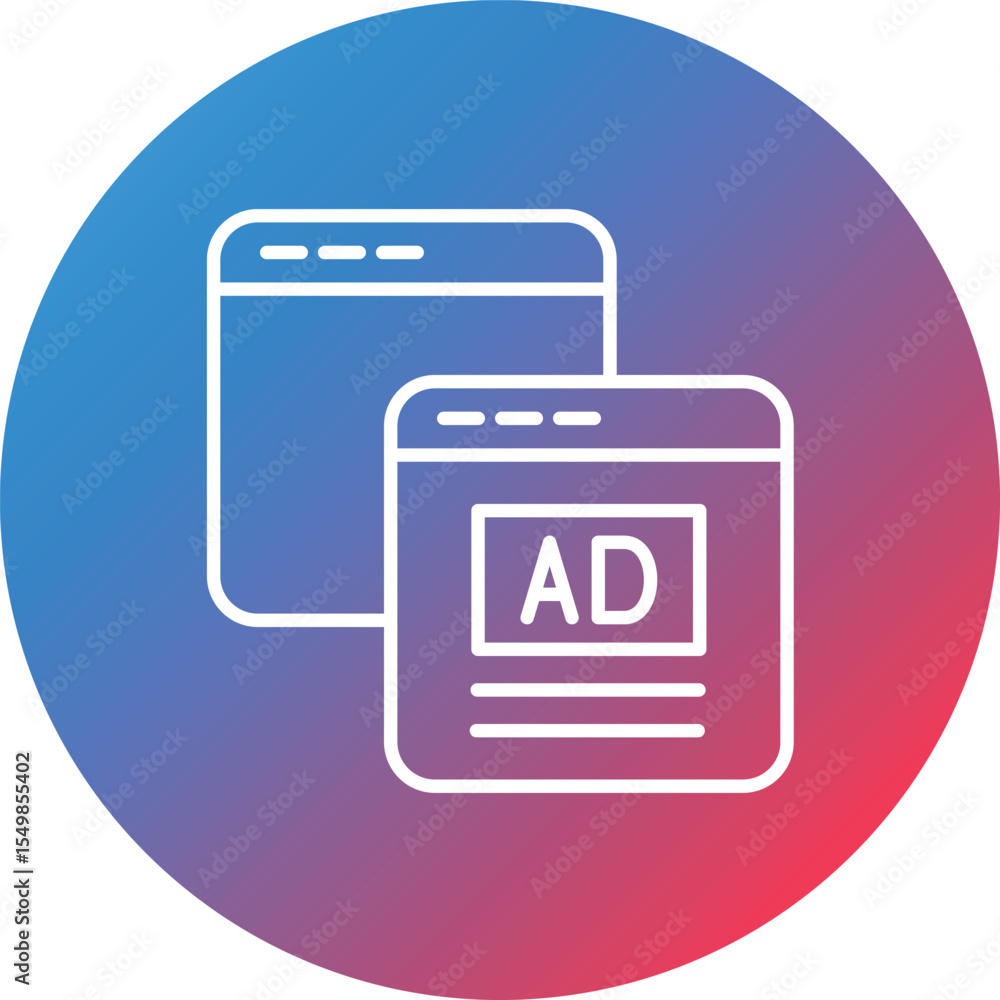 Poster pop up line gradient circle background icon