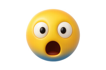 Fototapeta premium Shocked yellow emoji with bulging eyes, showing intense surprise and wide-open mouth, illustrating overwhelming amazement or disbelief