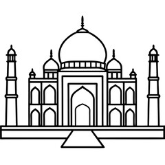Taj Mahal line art vector
