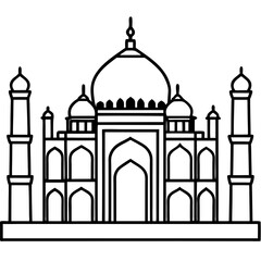 Taj Mahal line art vector