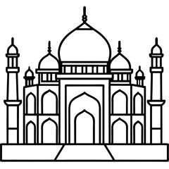 Taj Mahal line art vector