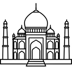 Taj Mahal line art vector