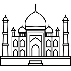 Taj Mahal line art vector